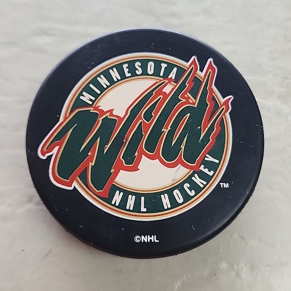 retro Minnesota Wild NHL hockey puck